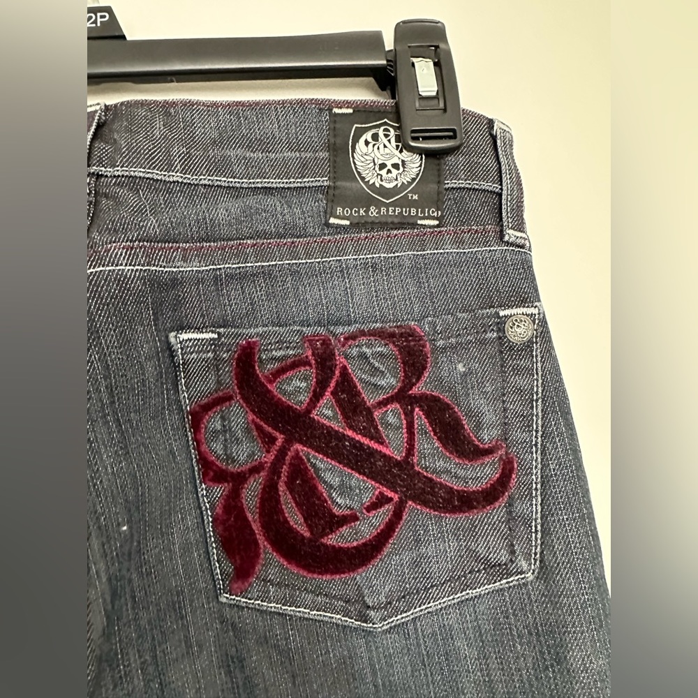 Womens Rock and Republic black denim jeans velvet pocket - Picture 6 of 6